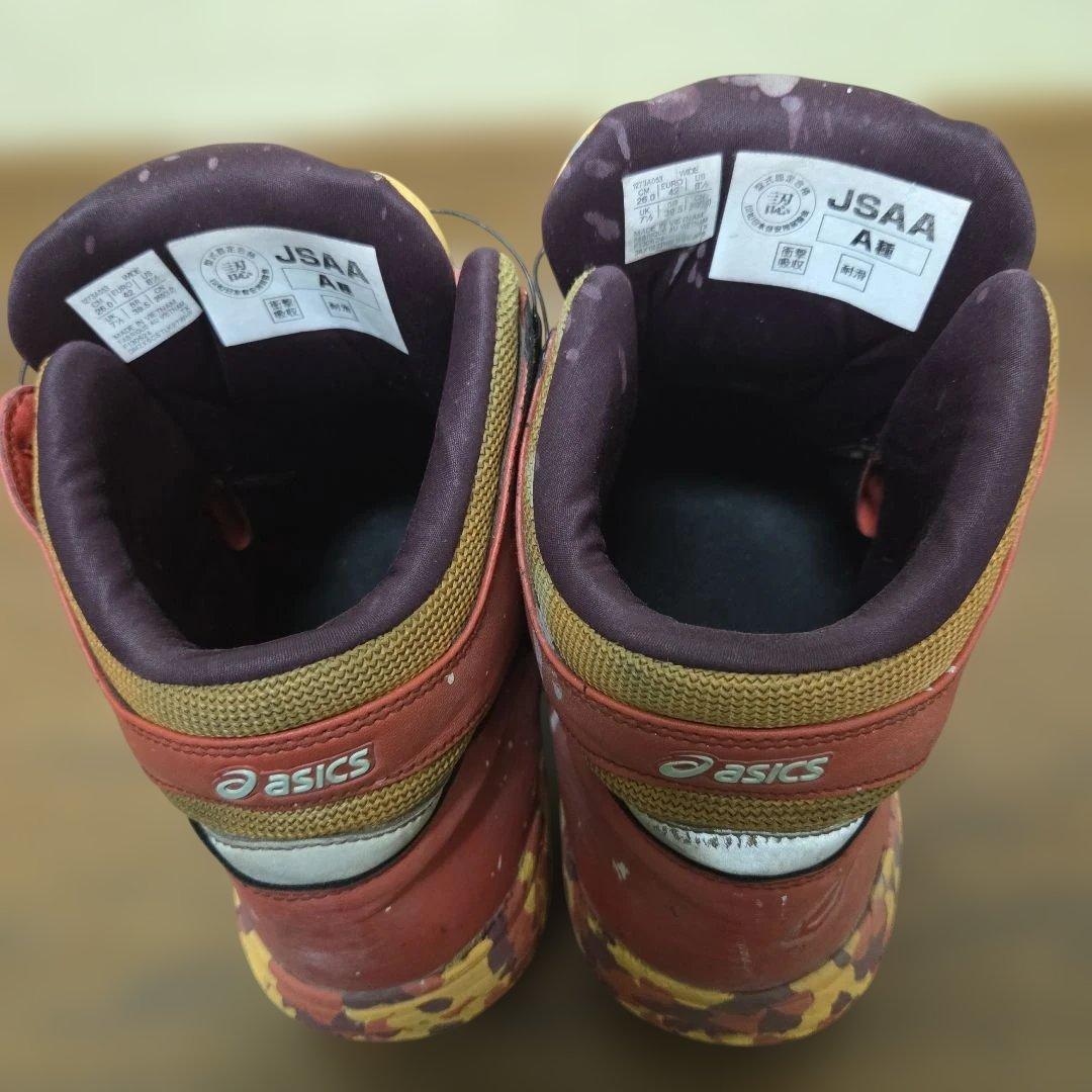 K*u様 ASICS 安全靴 赤/黄色 ハイカット