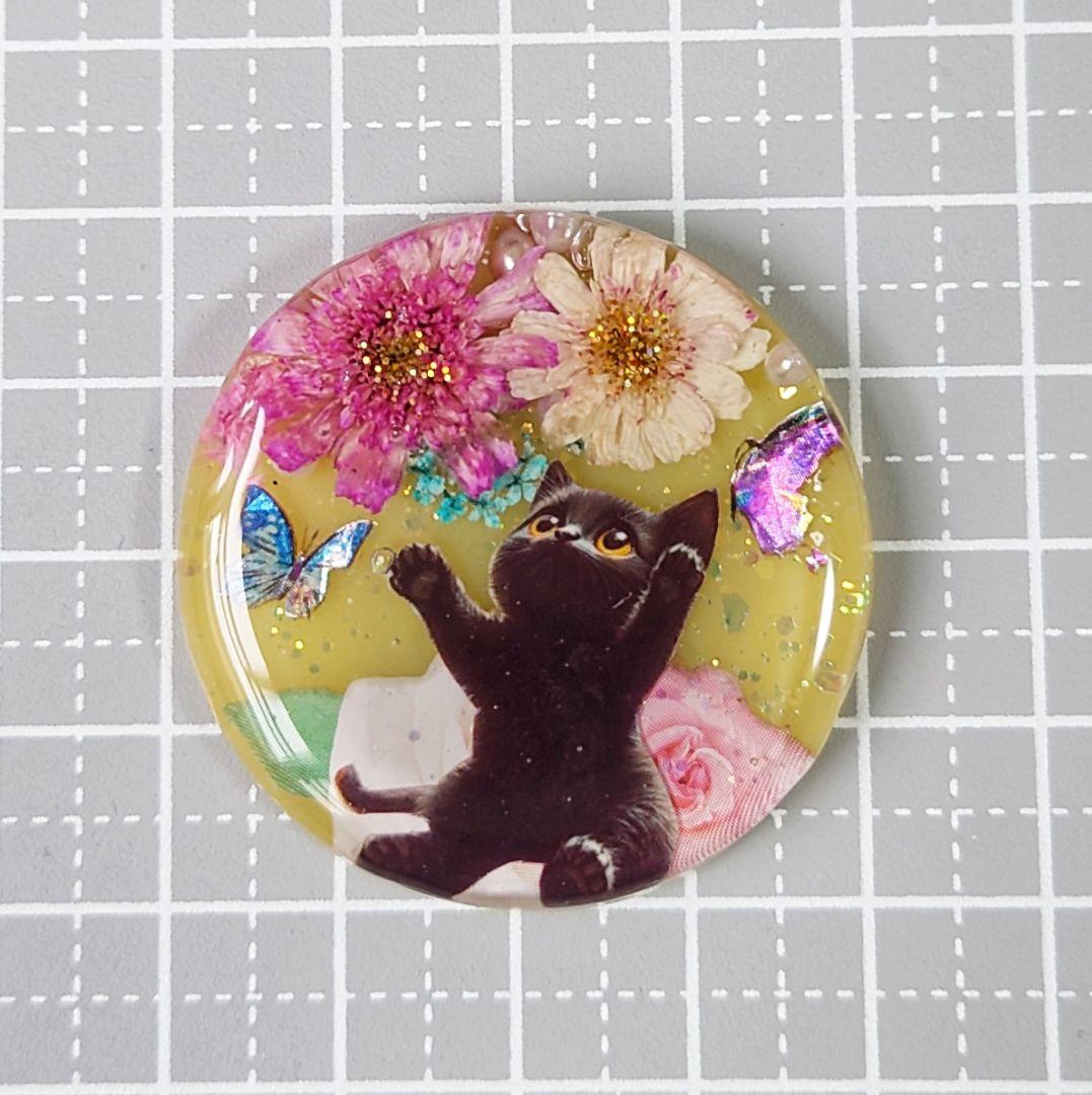レジン　猫　ヘアゴム　ブローチ　ポニーフック　No.427