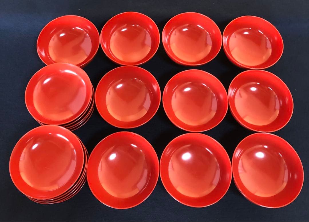 《R》朱塗 螺鈿 貝蒔絵 菓子椀10客 木製漆器 木箱　260316A2
