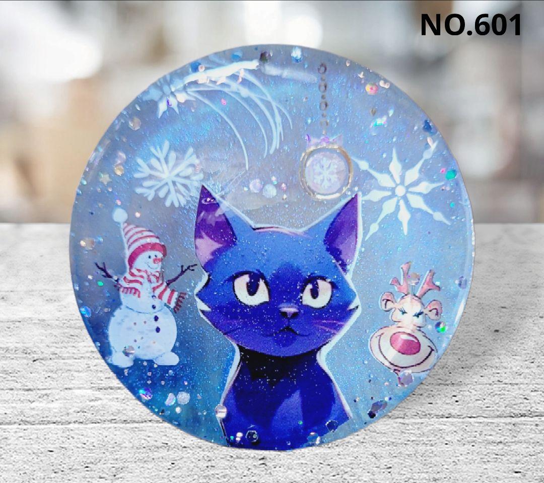 NO.601❤Xmas 黒猫❤スケルトン❤レジンヘアゴム ブローチ