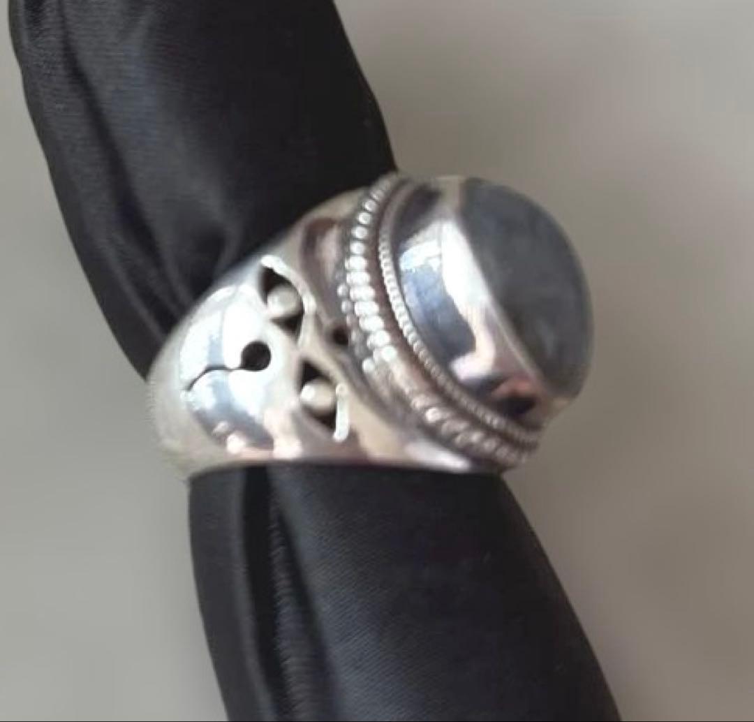 天然石シルバーリング　<美品>