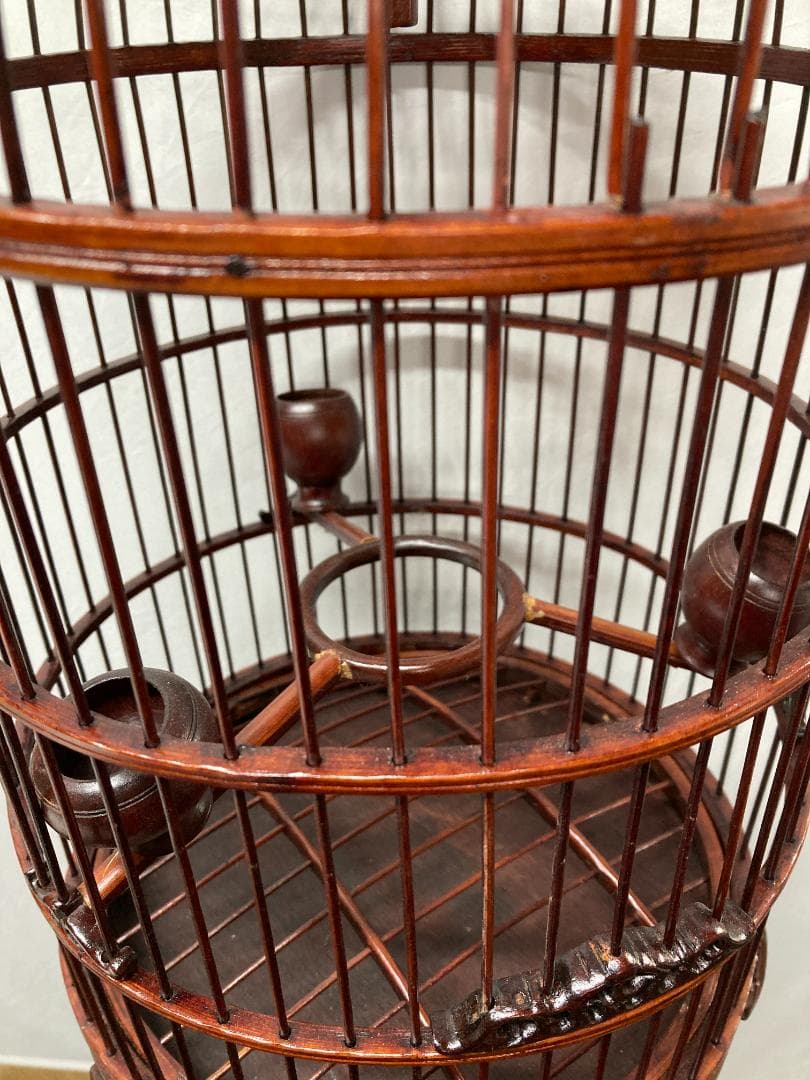 「2007」木製 文鳥やメジロなどの小鳥籠 鳥かご 高56cm/直径26cm