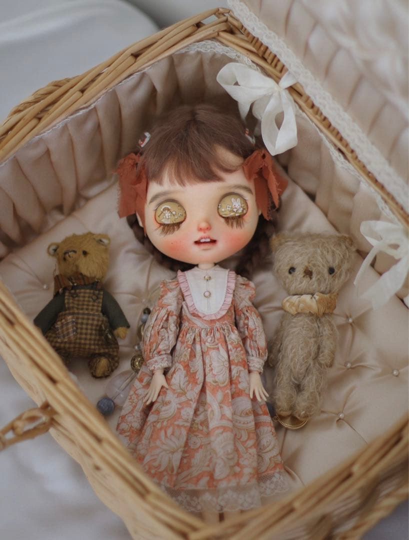 ぬいぐるみカゴ ヴィンテージ調 部屋飾り 人形収納 展示収納 ドール家具