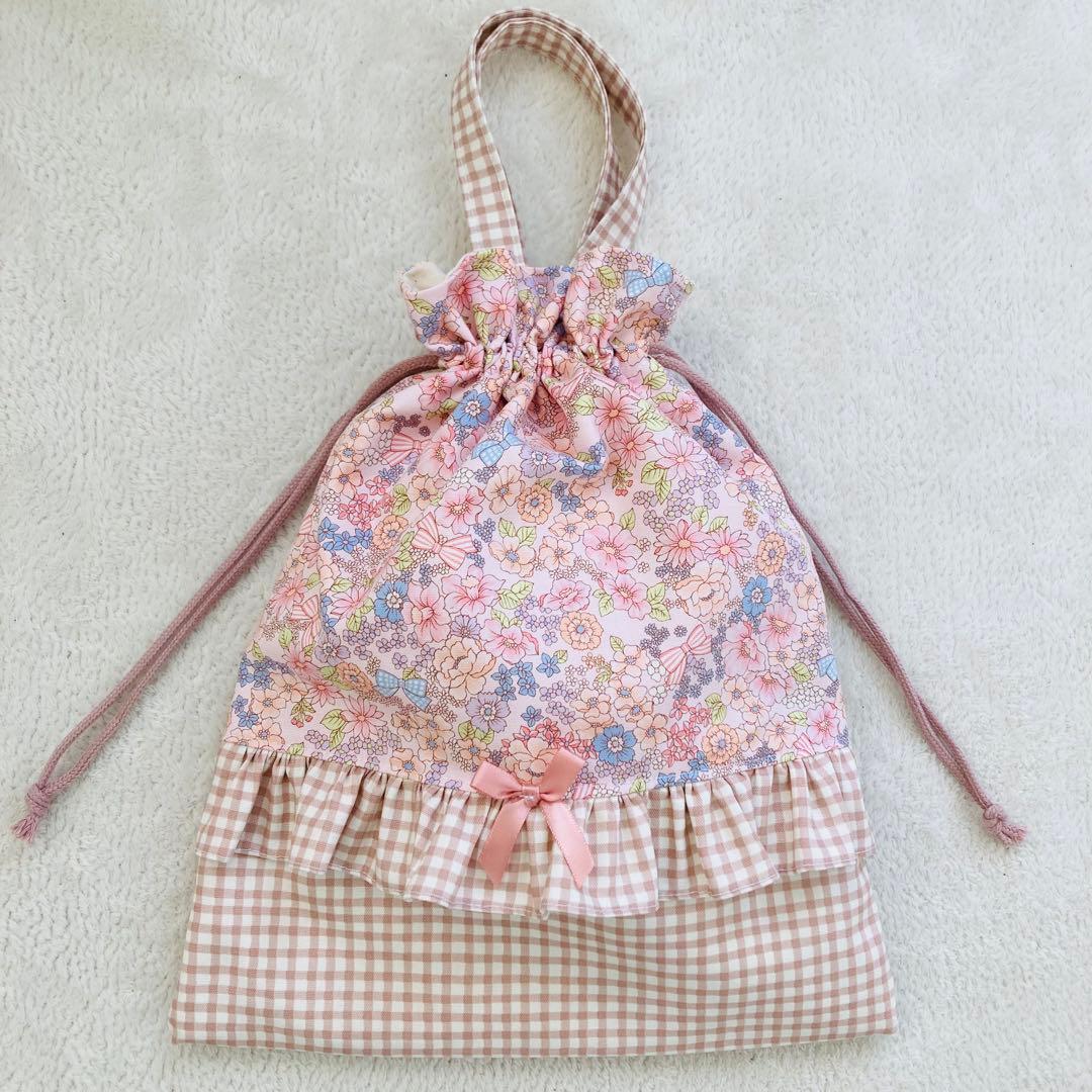 【ハンドメイド】入園入学グッズ(小花柄リボン柄×フリル×ギンガムチェック)