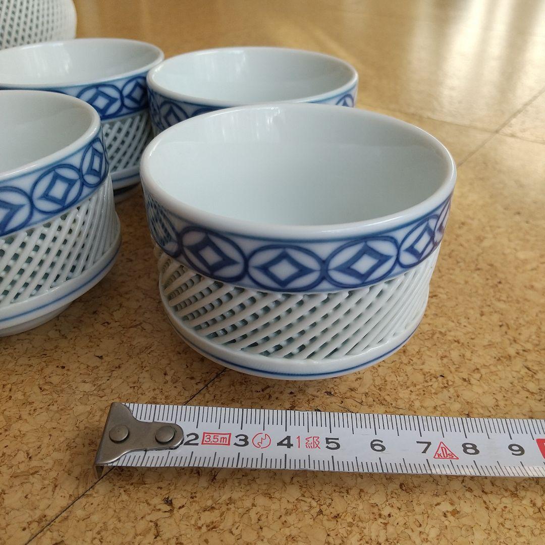 有田焼 琴峰作 透かし網目 茶器セット