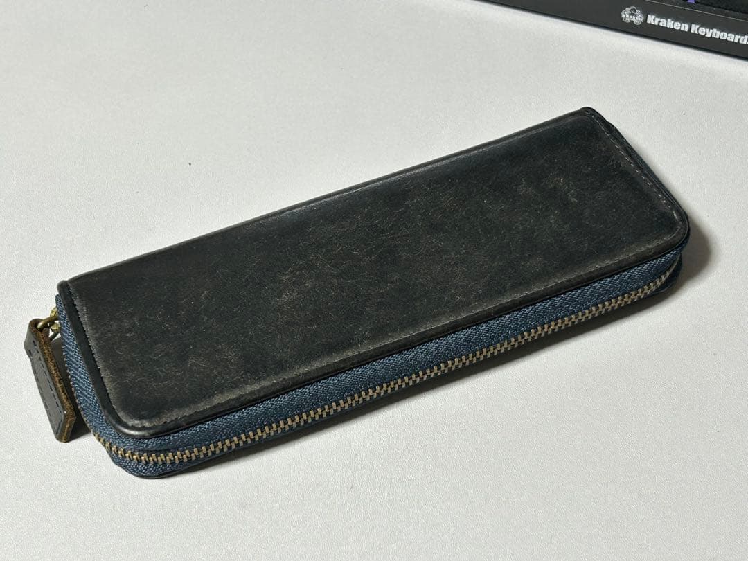sot　 プエブロレザー 　　ラウンドファスナー　ペンケース　WEB限定ネイビー