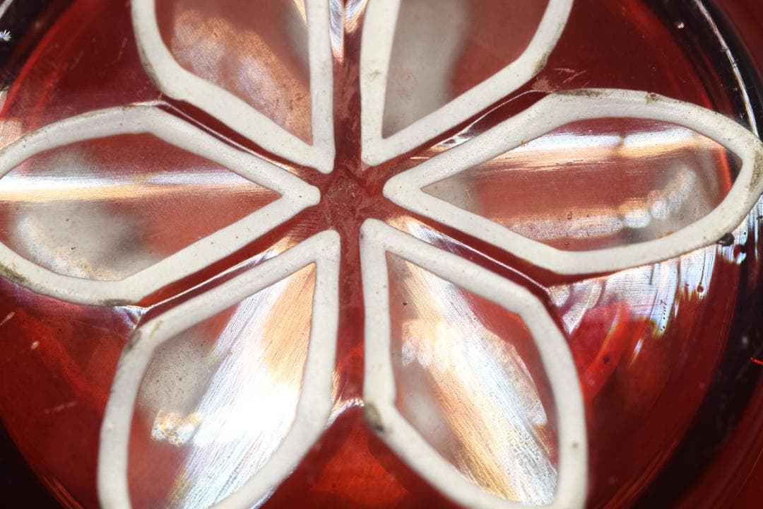 19世紀　ボヘミア　エナメルカットグラス　デカンタ