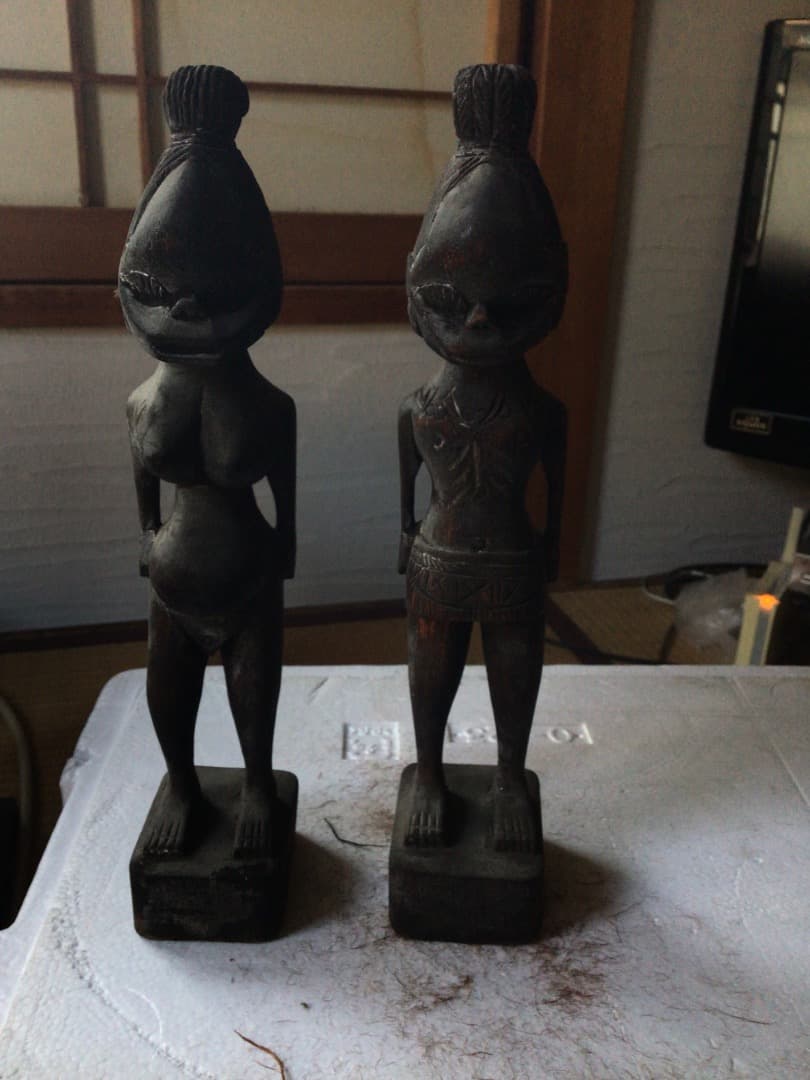 人形　アフリカ　アジア　呪物　ハンドメイド置物　2体セット