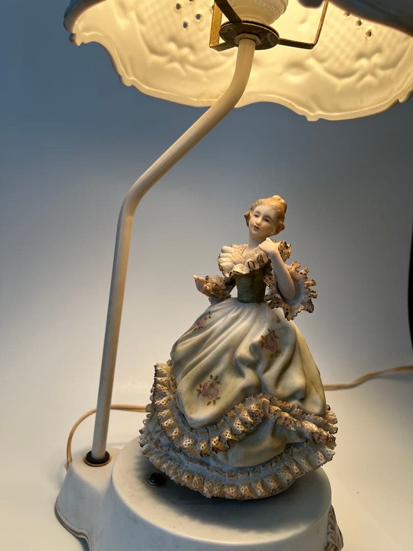 【磁器アンティーク】 オルゴールスタンド電球/昭和から語りかける瀬戸ノベルティ