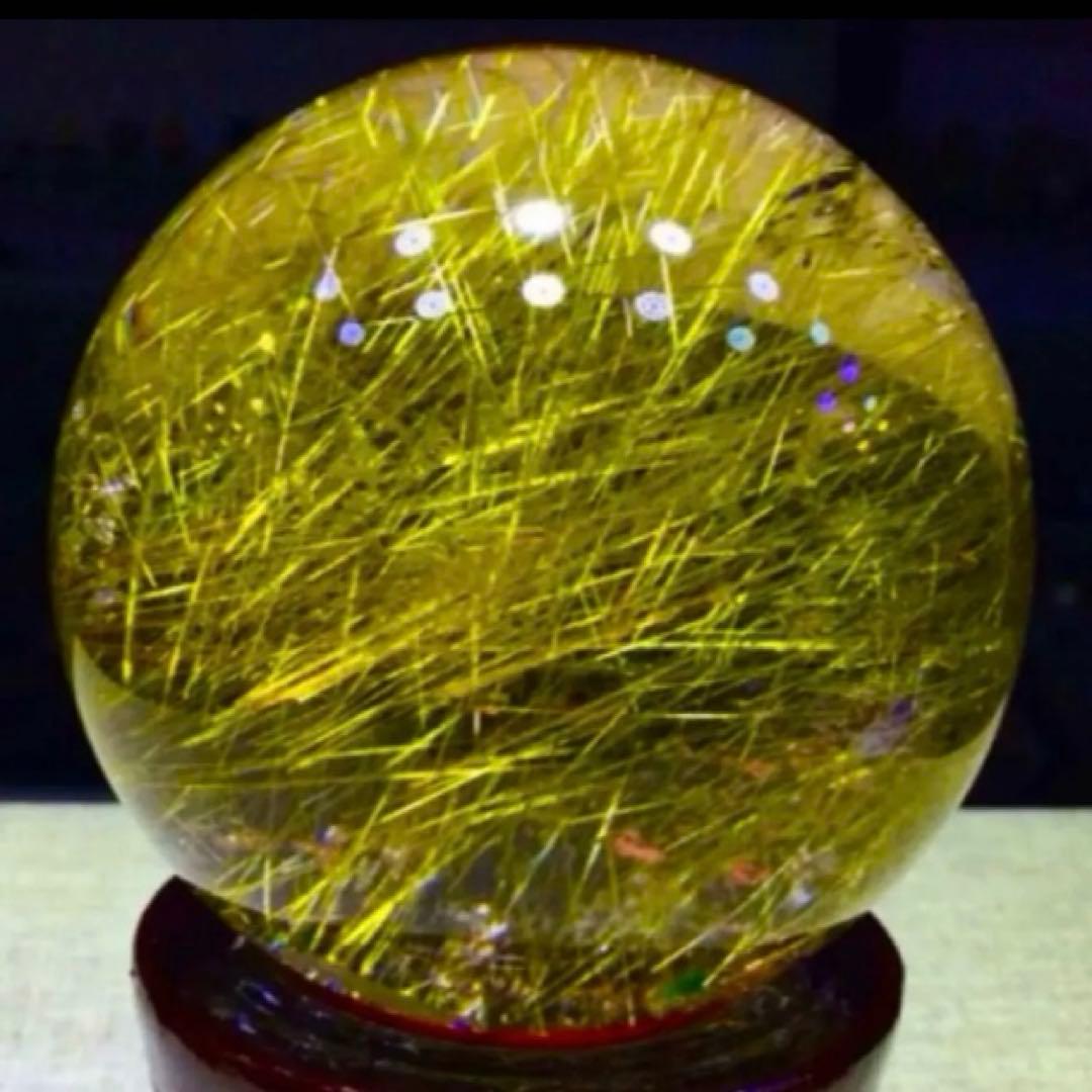 超絶綺麗✨65mm ゴールドルチルクォーツ　スフィア　金針水晶　パワーストーン