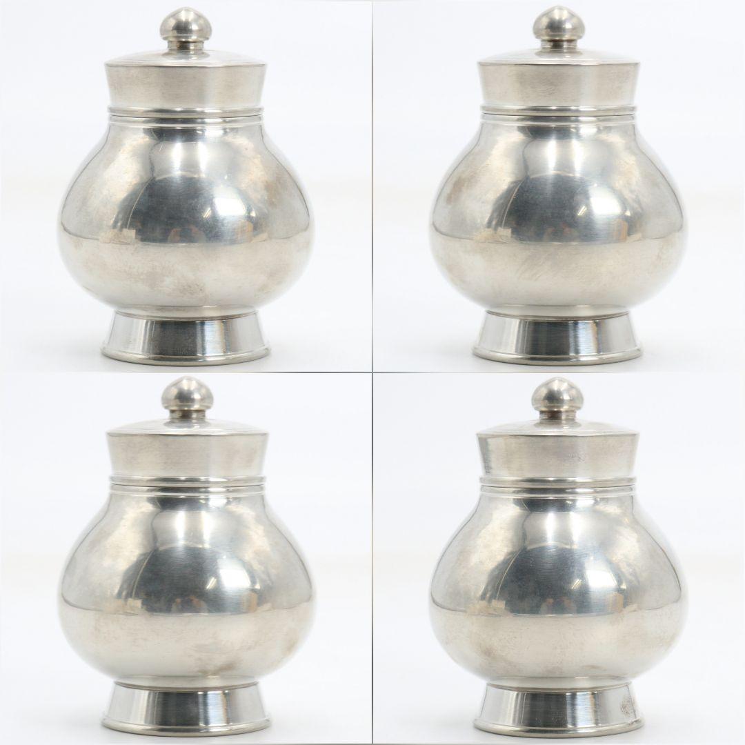 静寿居 辻井蔵苑造 純錫貞式茶入 茶心壷 煎茶道具 共箱共布　M960　GK1