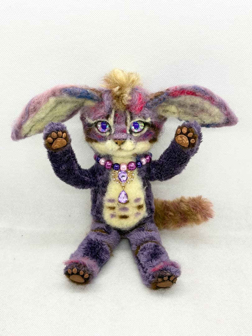 A猫 猫とウサギの幻獣アートドール【ハンドメイド 人形 猫 ぬいぐるみ