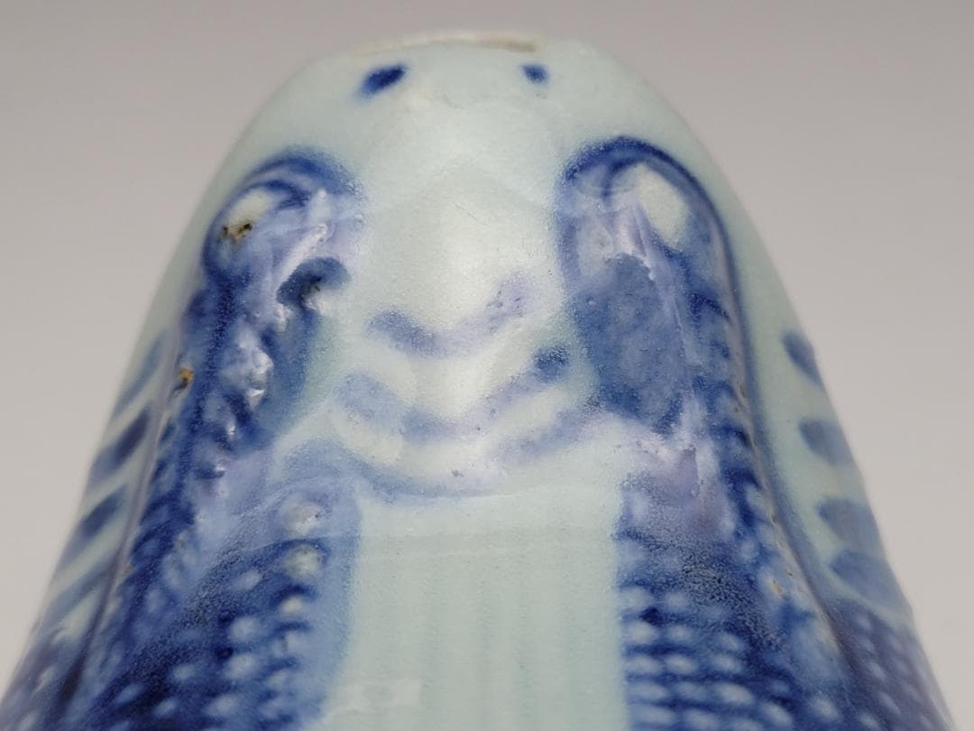 染付 蛙型 硯滴 水滴 明清時代 幅 約 11.5cm