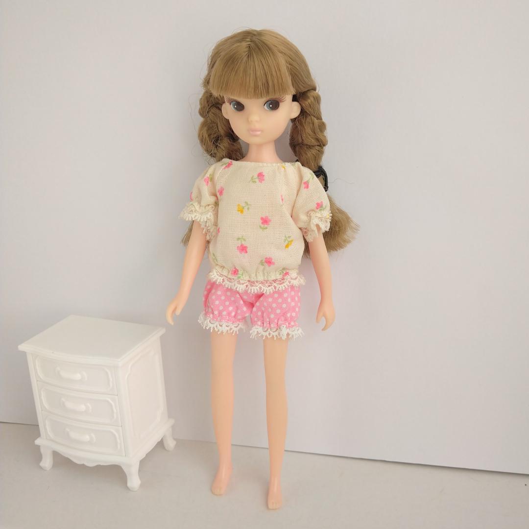 832【復刻版初代リカちゃん】ドット柄ピンクのふんわりかぼちゃパンツ