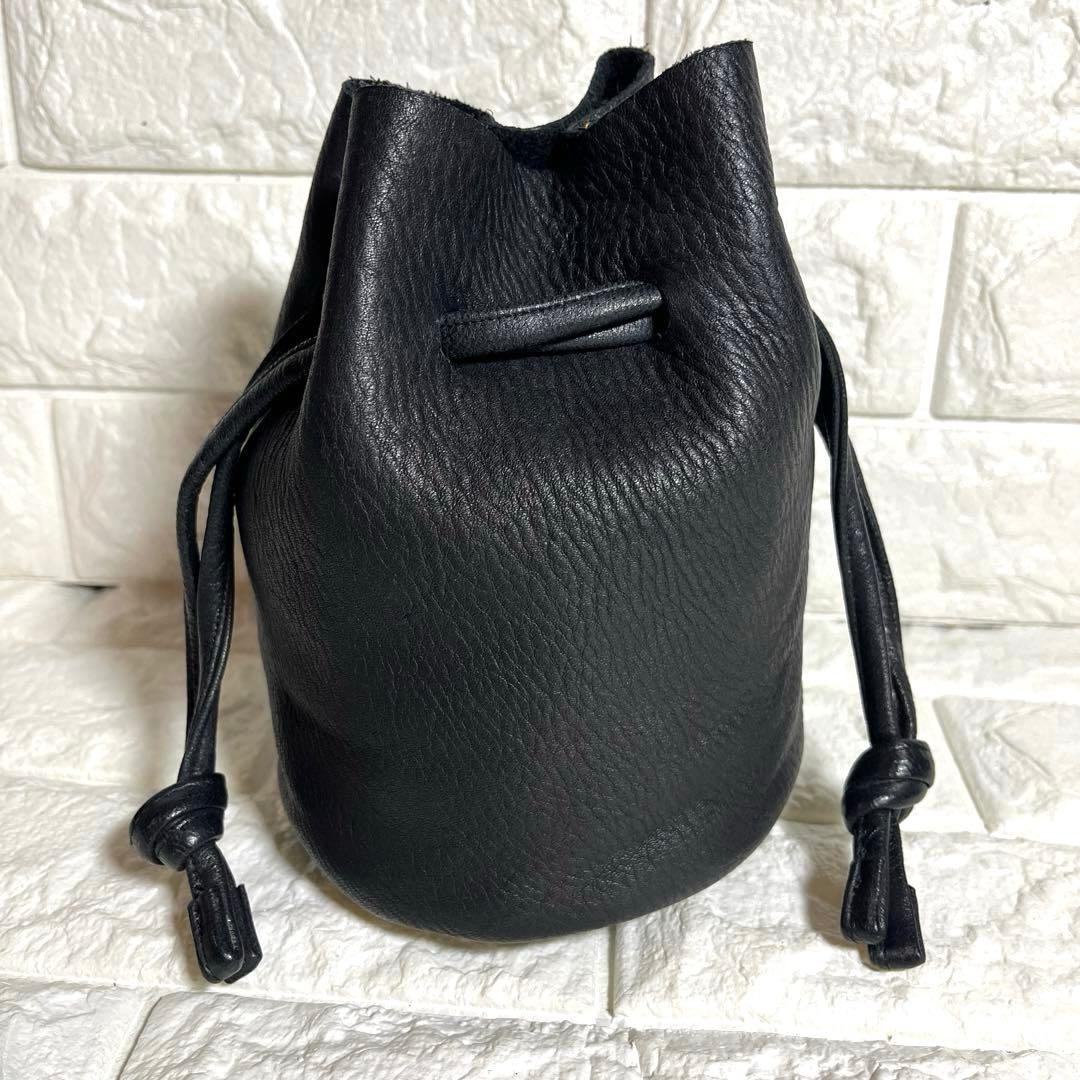 くもほぼ新品 MYTHINKS マイシンクス 巾着 バック 高級エルクレザ
