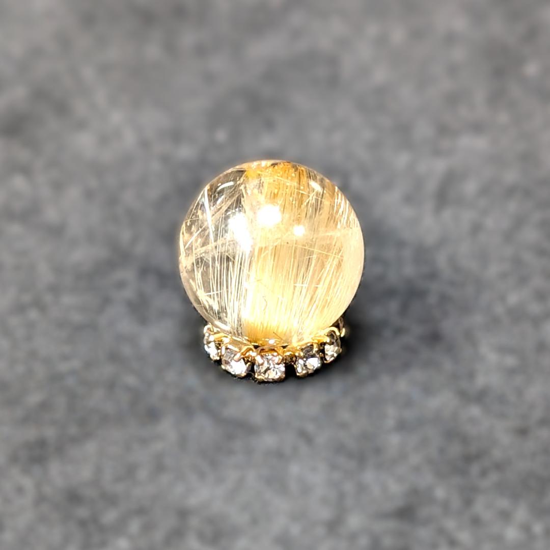 ゴールドタイチンルチル 10ミリ 粒売り 金針水晶 パワーストーン 金運のお守り
