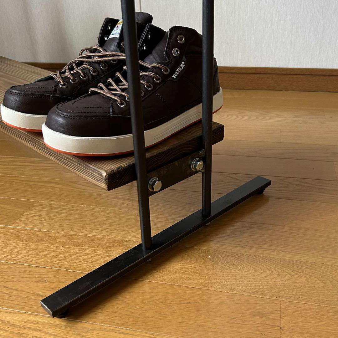 ☆スリム　ハンガーラック　コンパクト　アンティーク風　古材　アイアン家具