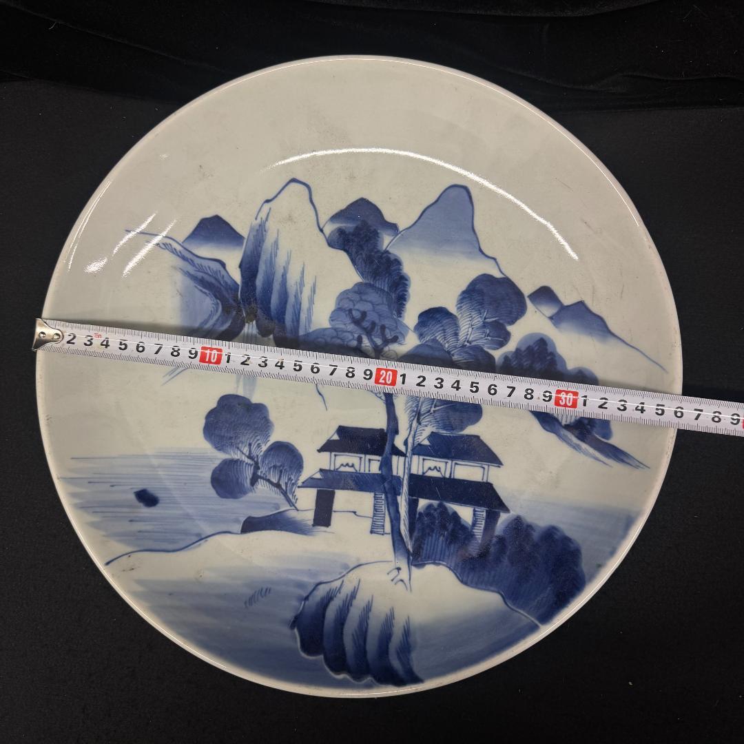 古伊万里　山水　大皿　染付 36cm