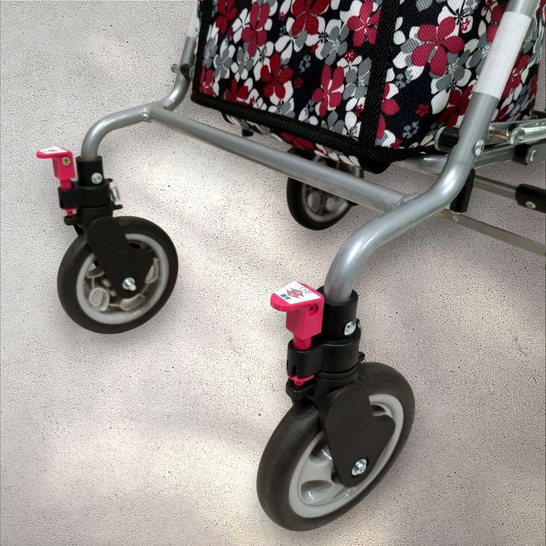 【美品】島製作所 シルバーカー 折りたたみ 花柄 軽量 介護 コンパクト