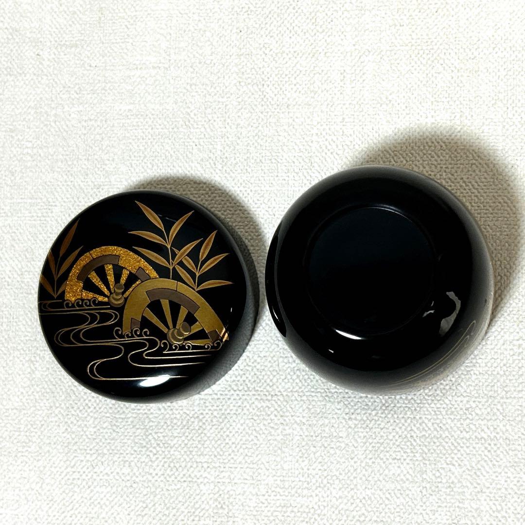 茶道具 源氏車蒔絵棗 五稜作 桐共箱 ￼美品