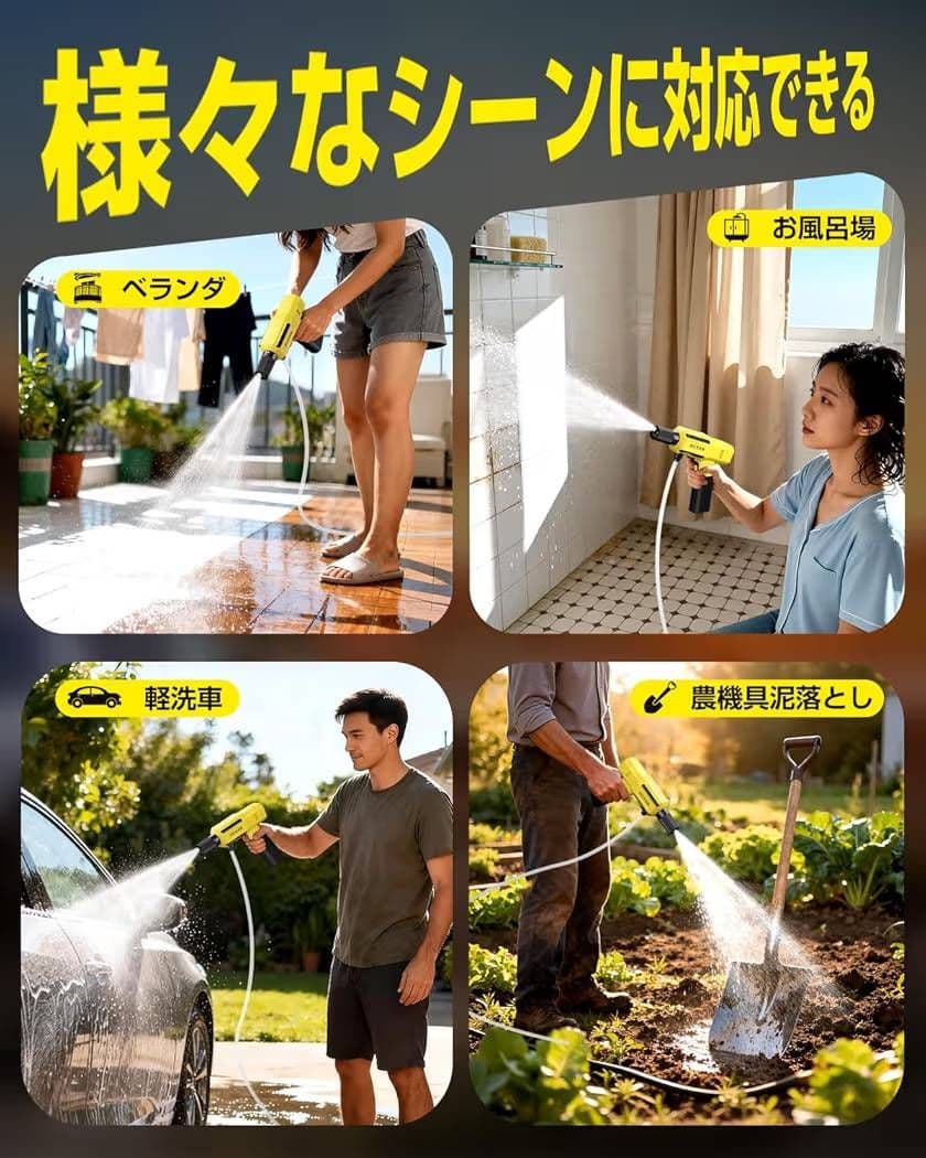コードレス高圧洗浄機 充電式 超ミニ 折畳式 Berriot 2026新登場