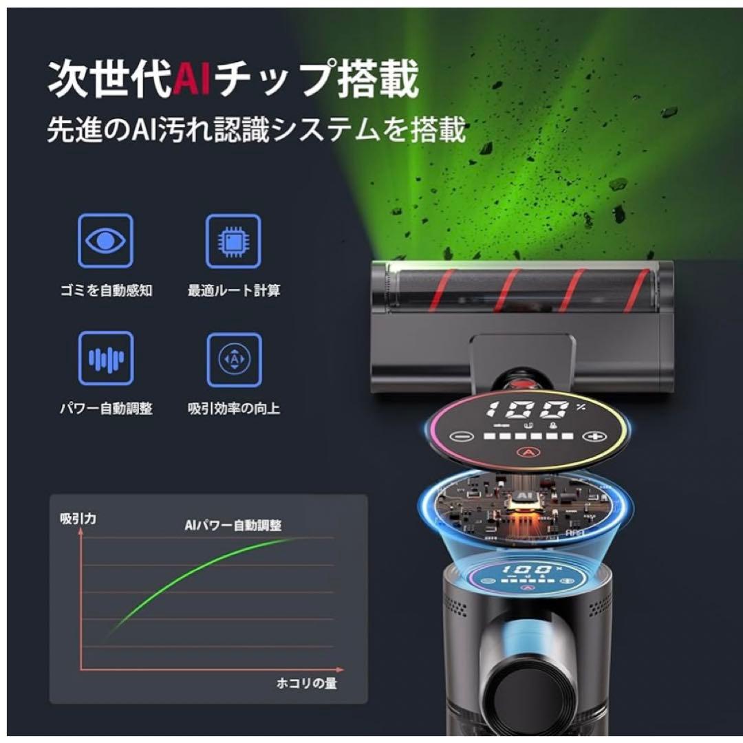 掃除機 コードレス80Kpa超強力吸引 業界初独立モーター自走式　LEDライト