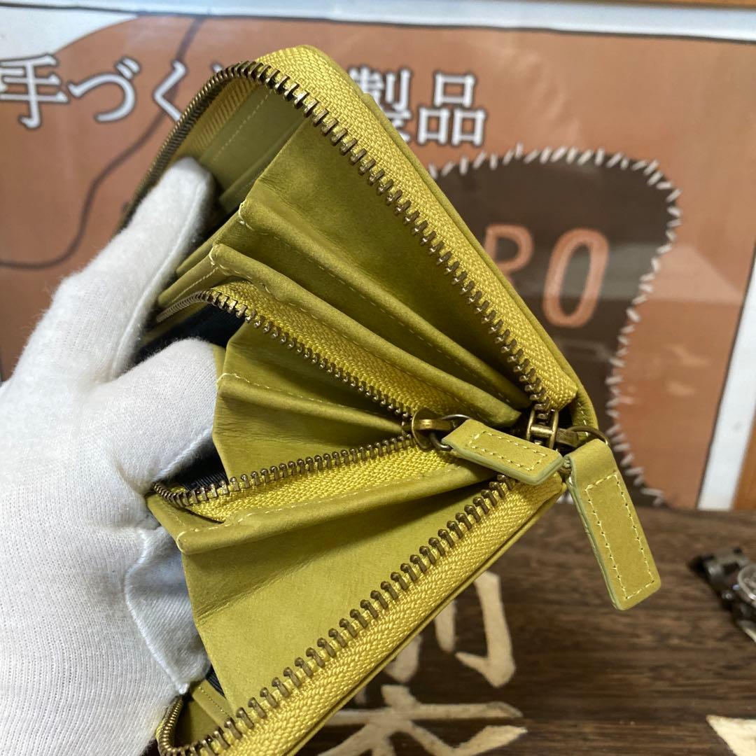 本革　イタリアンレザー　ヌバックレザーメンズレディースお洒落　小銭入れL字長財布