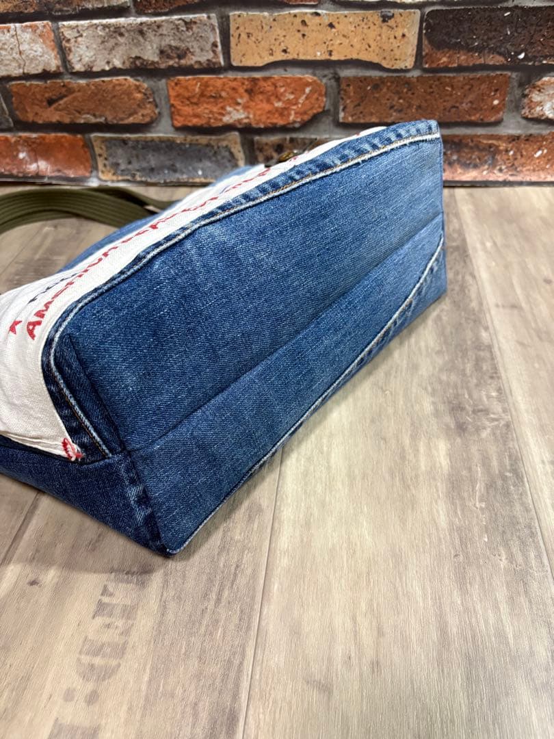 【今回限り】USEDデニム×ビンテージエプロンリメイク　2wayトートバッグ