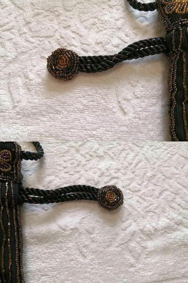世界に一つ ハンドメイド ビーズ細工 中近東 ショルダー ポシェット 巾着仕様