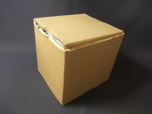 「洞華苑」水指 染付 色絵磁器 洋風 レトロ 茶器 茶道具 紙箱