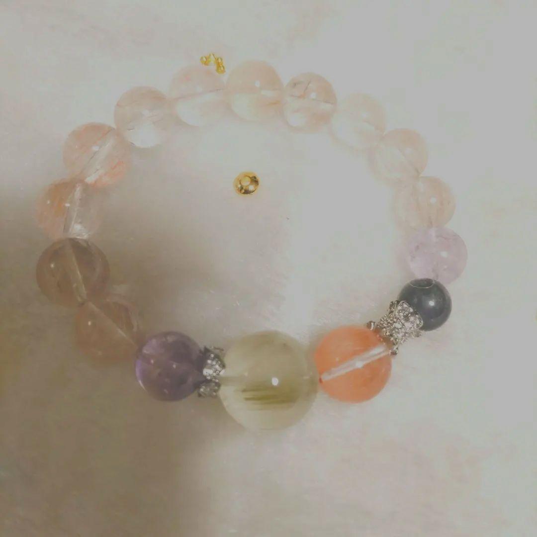 天然石ピンクサゲニティックブレスレット
