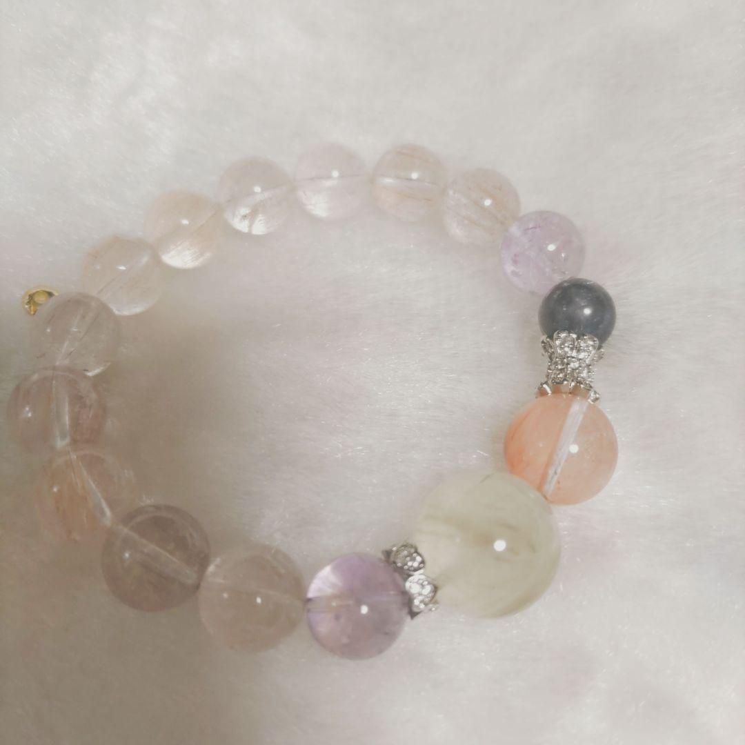 天然石ピンクサゲニティックブレスレット