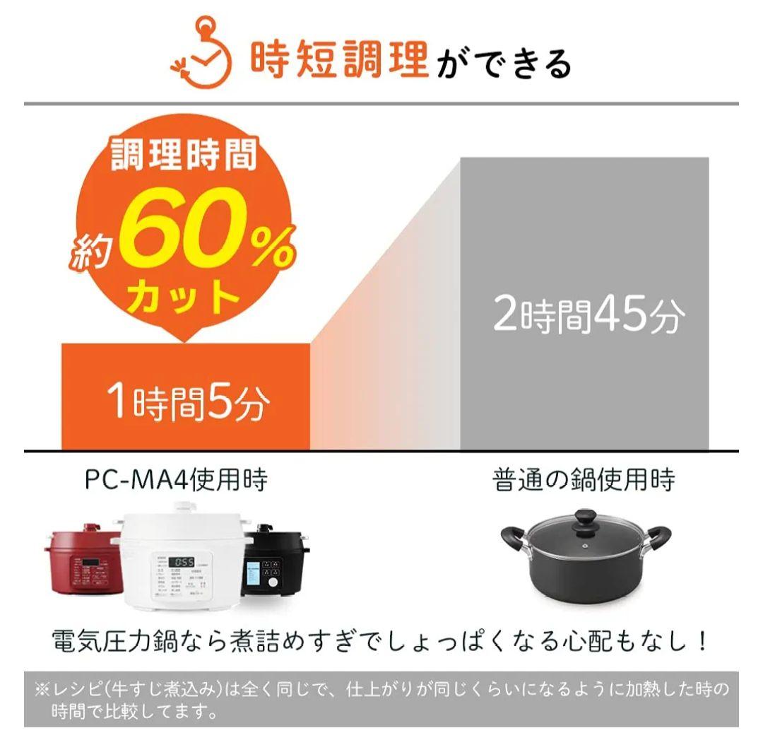 IRIS 電気圧力鍋2.2L ホワイト [PC-MA2]