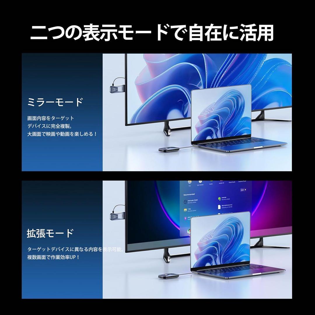 ワイヤレス HDMI 送受信機 4K対応 ミラー拡張可