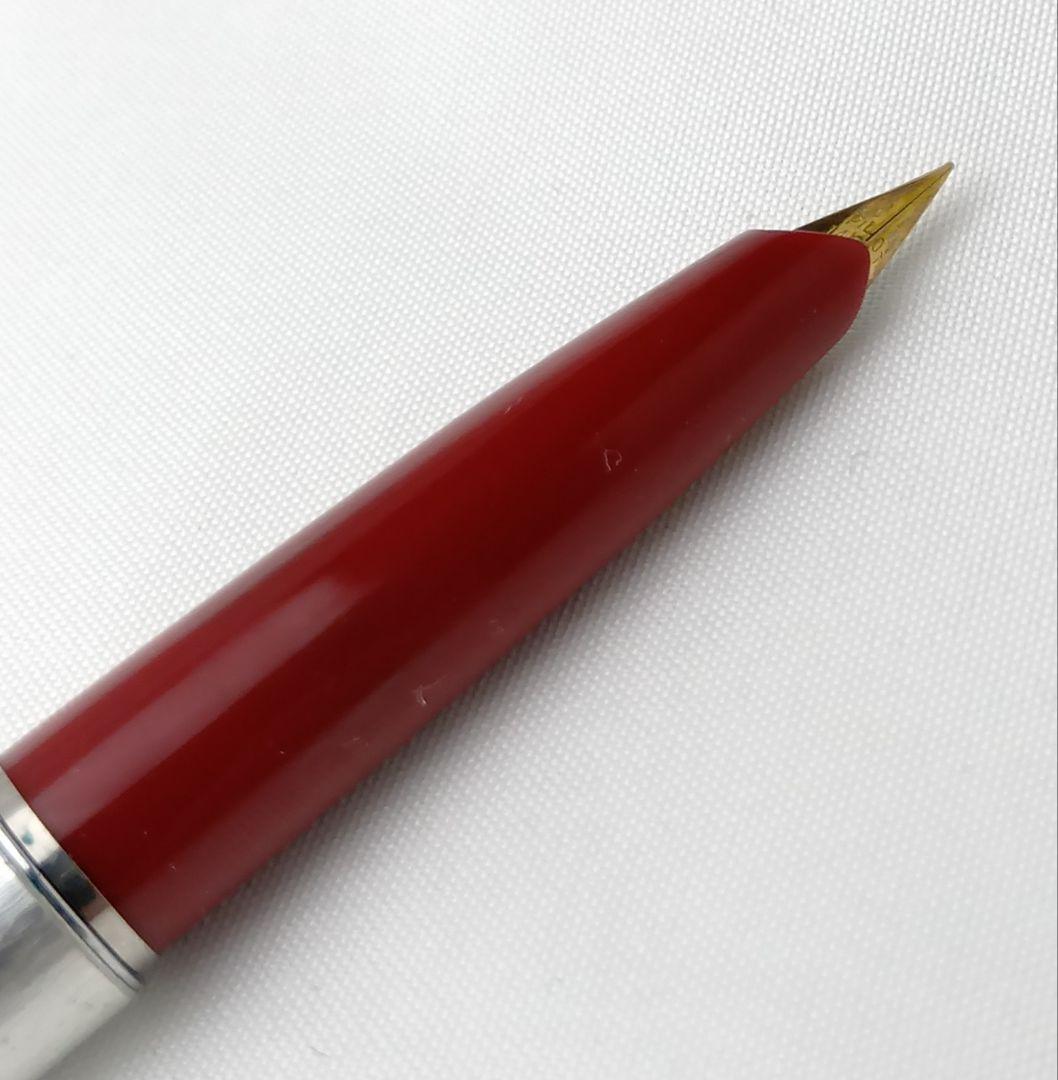 【希少】パイロット 万年筆 14K 585 網目 シルバー×レッド 逸品 14金