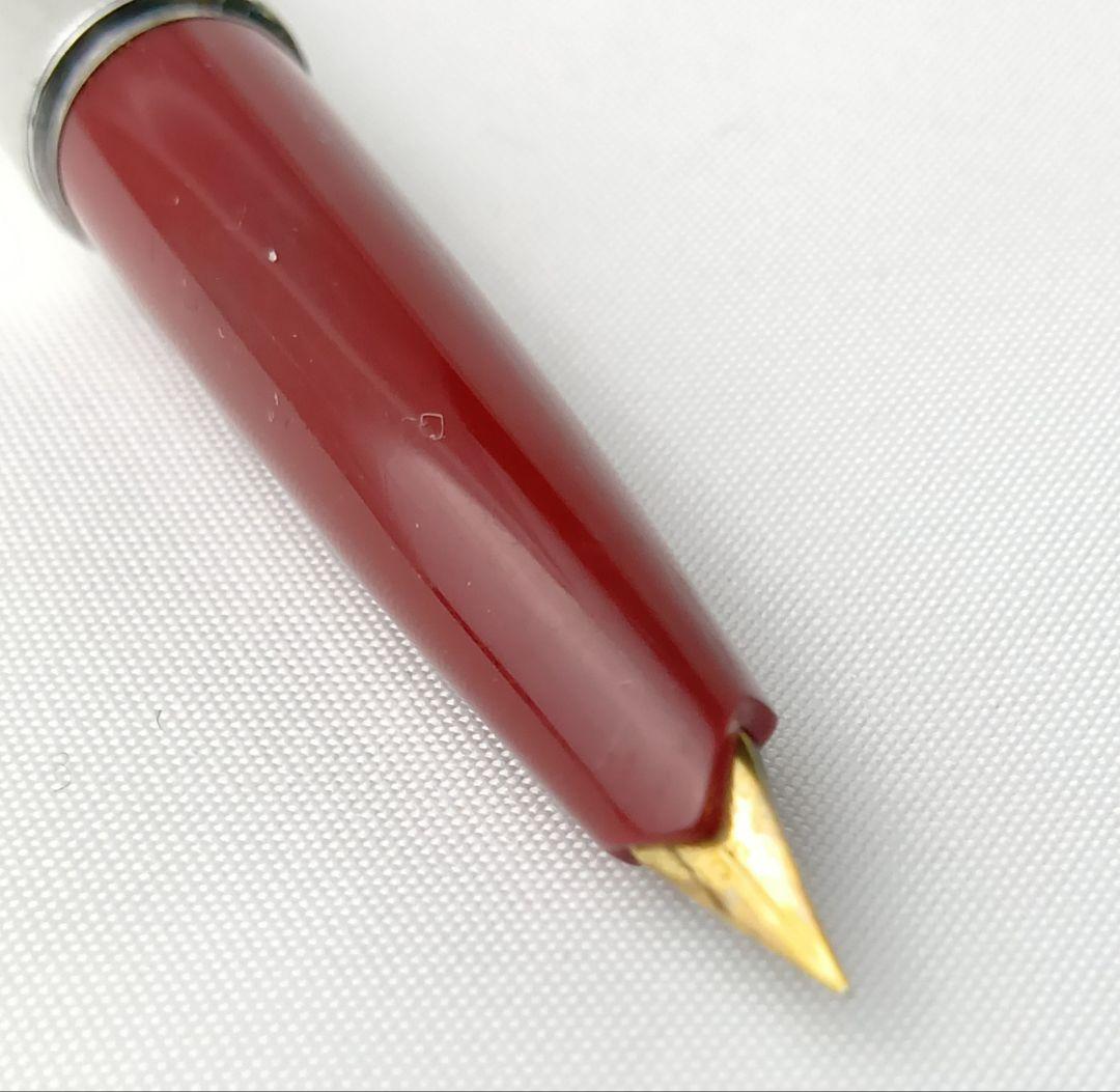 【希少】パイロット 万年筆 14K 585 網目 シルバー×レッド 逸品 14金
