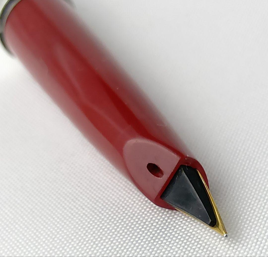 【希少】パイロット 万年筆 14K 585 網目 シルバー×レッド 逸品 14金