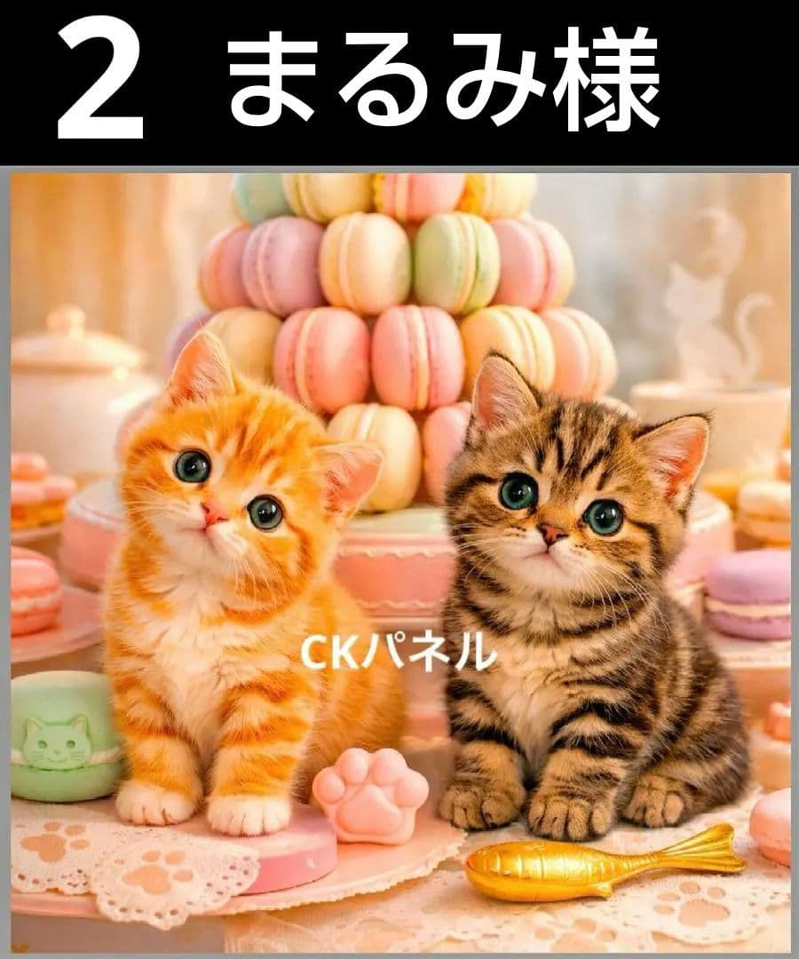 オーダーページ　ハンカチ577 マカロンにゃんこ柄ハンドメイド3/15