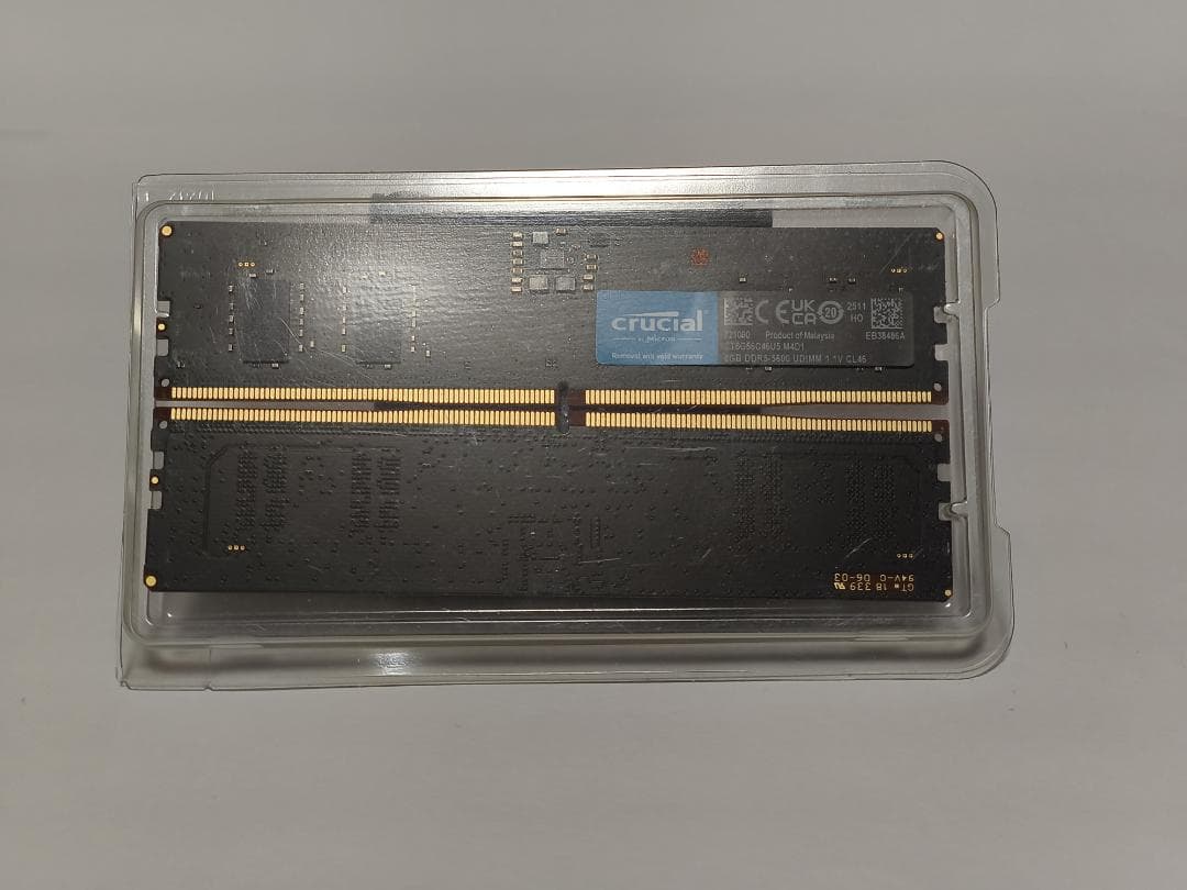 動作確認済 Crucial DDR5-5600 16GB（8GB×2）BTO外し