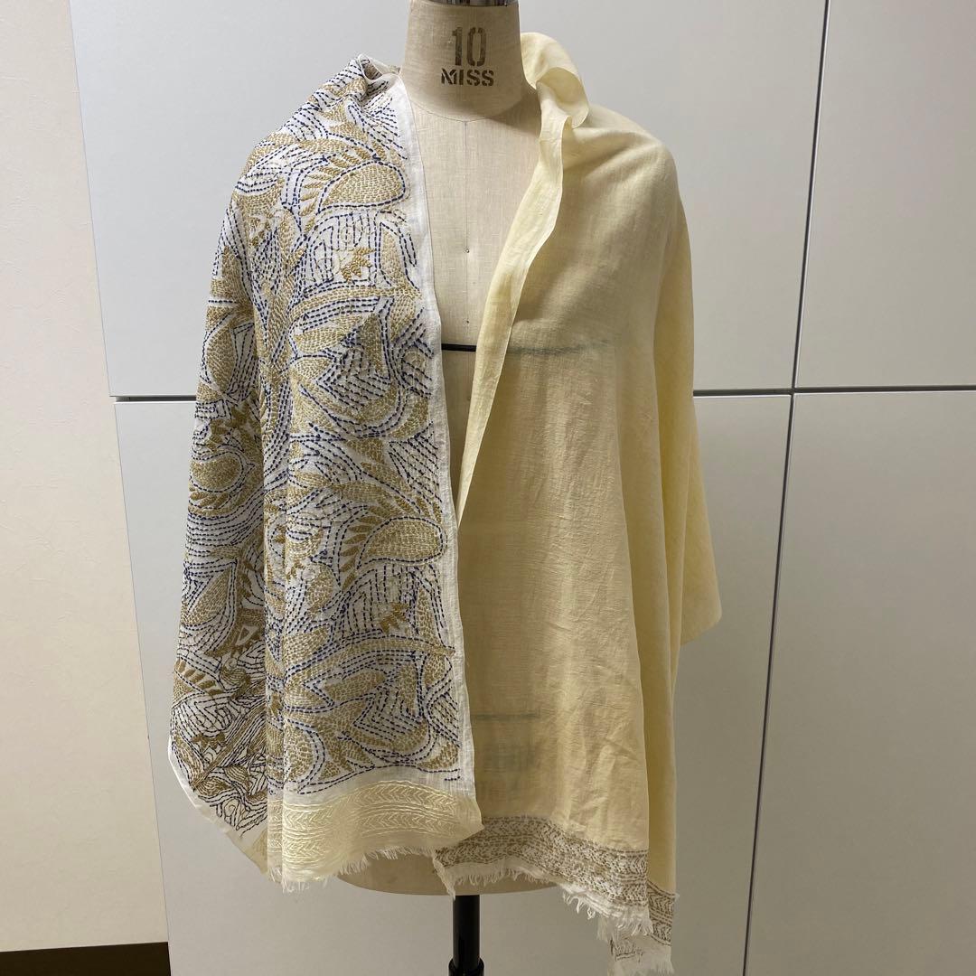 手紡ぎ50%インドカディ　ストール　ショール