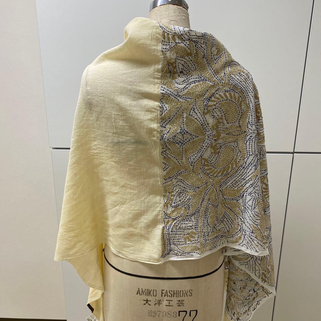 手紡ぎ50%インドカディ　ストール　ショール