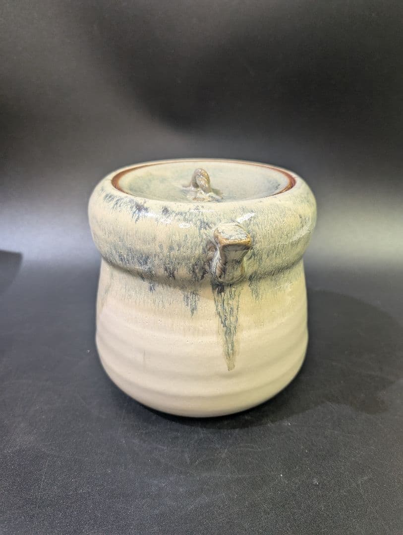 西尾香舟 茶道具 香舟作 瓢箪形 水指 陶印 共箱 茶懐石 在銘 瀬戸釉 信楽
