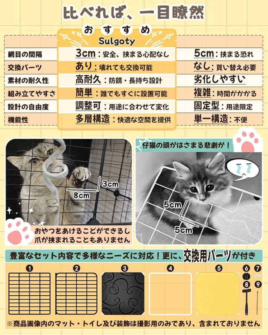猫 ケージ 大型 1から4段までDIY可能 組立簡単 耐荷重8kg 丸洗い可能