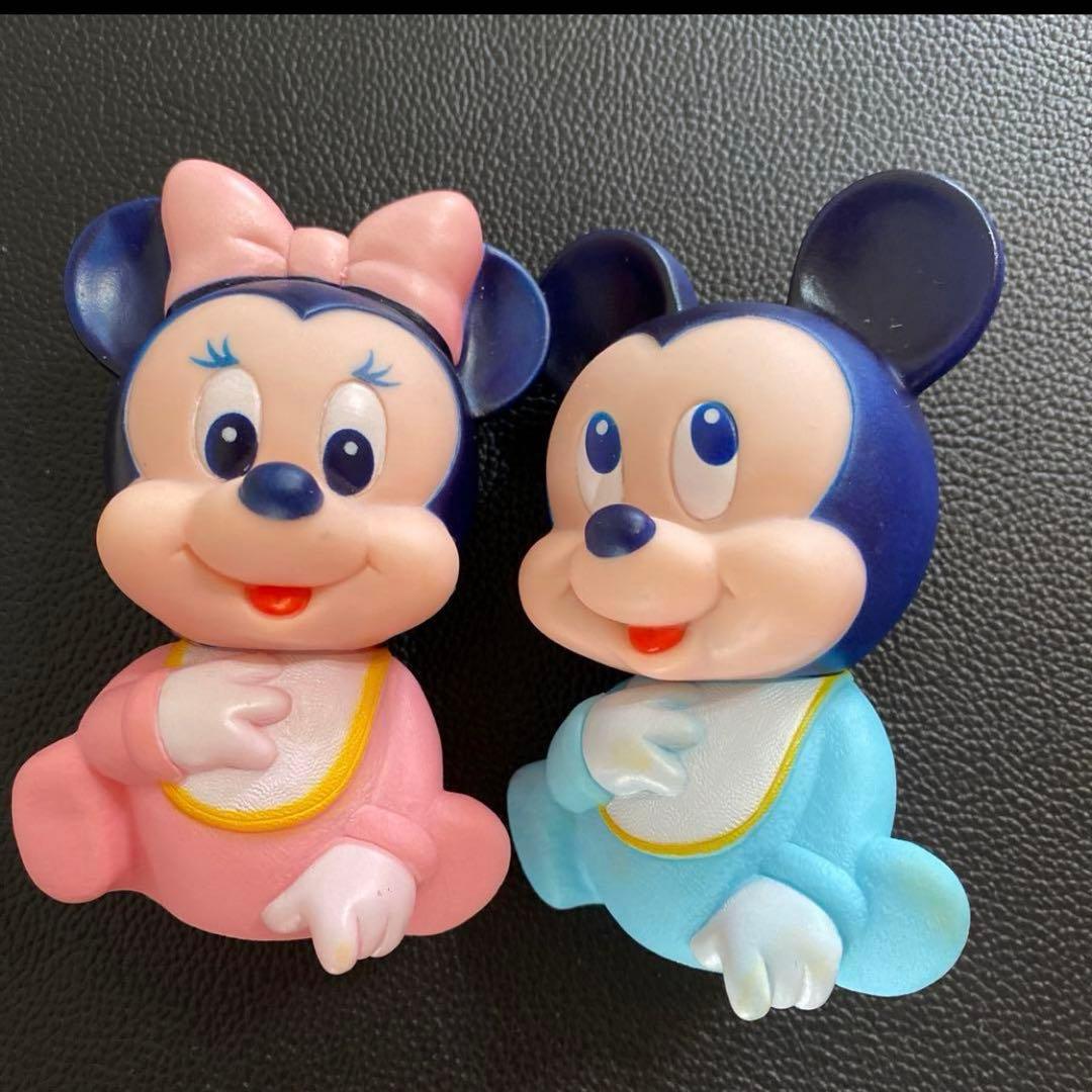 1990年代昭和レトロアンティークベビーミッキーベビーミニー フィギュアセット