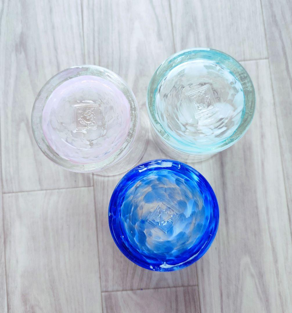 未使用品　琉球ガラス　ほたる石　ロックグラス　セット