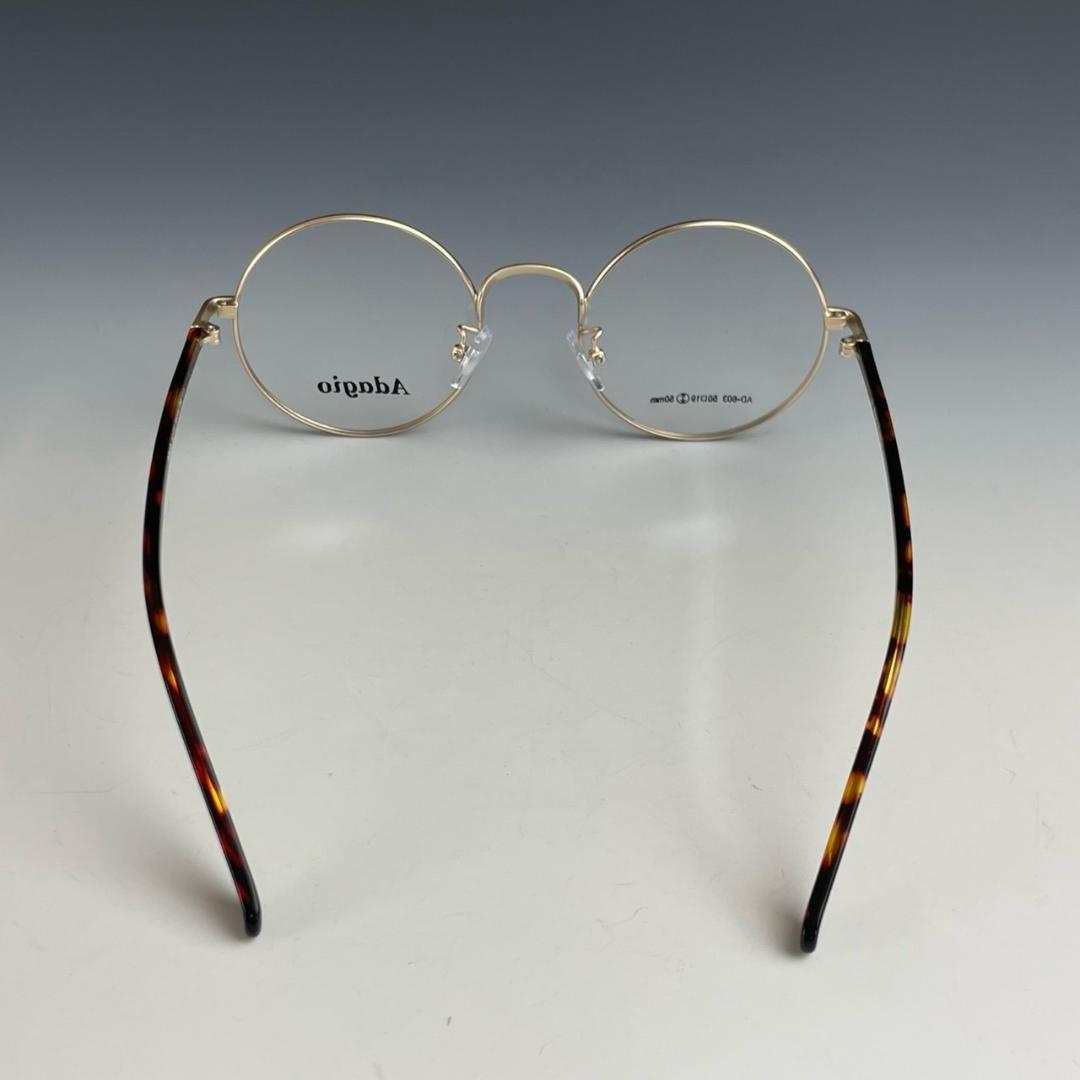 新品 ヴィンテージ ラウンド 丸眼鏡 ほぼ真円 ブラウンデミ (レンズ付き無料)