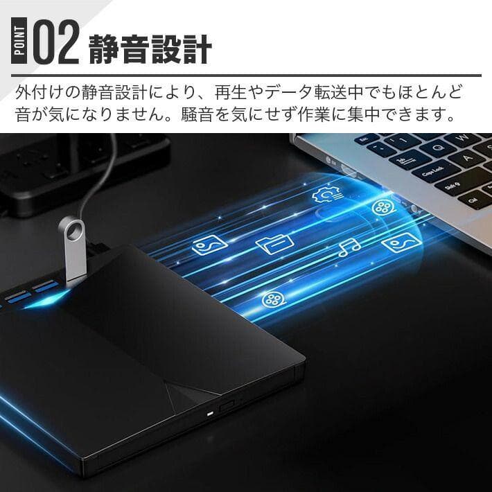 Blu-rayブルーレイドライブ 外付け 6X USB3.0/Type-Cポート