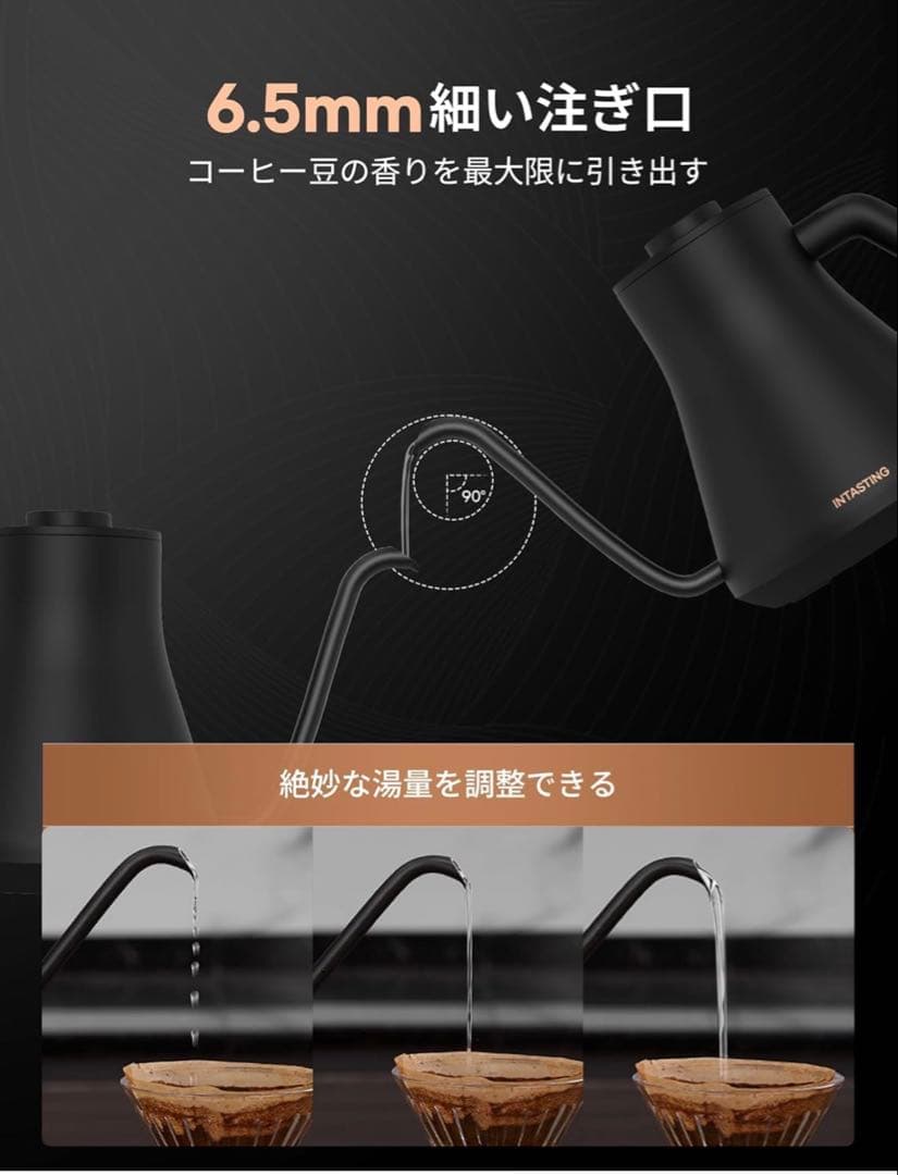 intasting 電気ケトル 0.9L 1200w 保温機能
