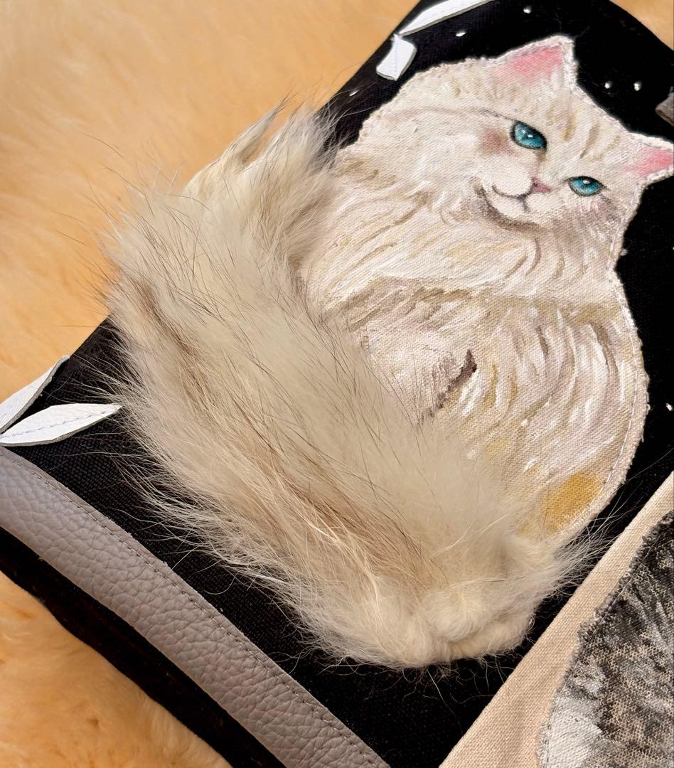 みつばち様ご予約\"クロとシロのコントラスト\"猫のトートバッグアップリケ