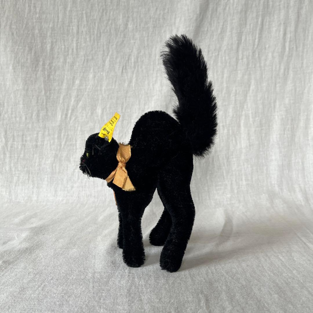 【完品】アンティーク　シュタイフ　トムキャット　黒猫